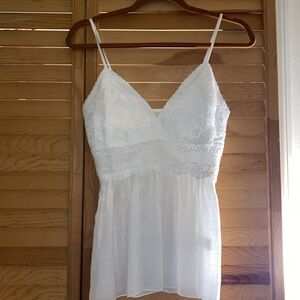 Rebellion Ultra Sheer White Crochet Soft Flowing Adjustable Straps/Stretch XS